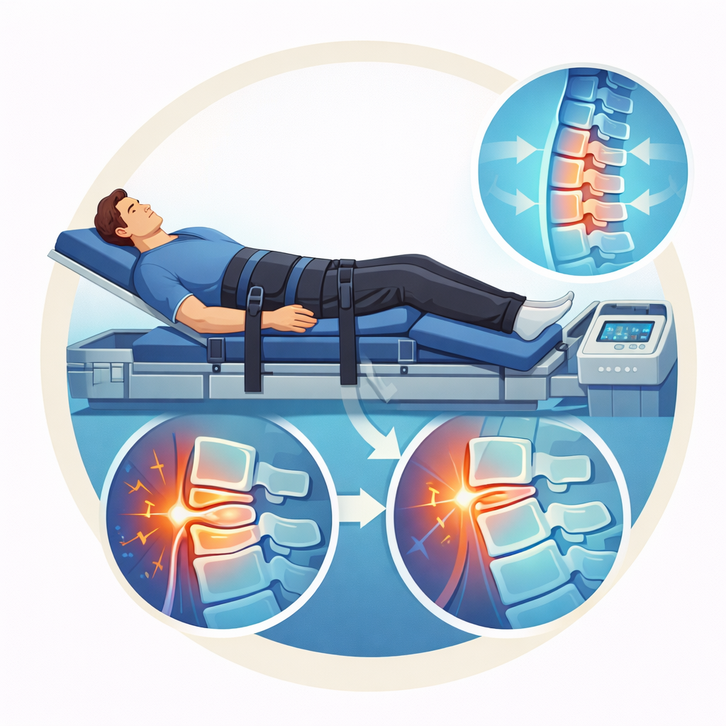 Spinal decompression therapy in action. Find expert care from a chiropractor in Opelika, AL for back pain relief.
